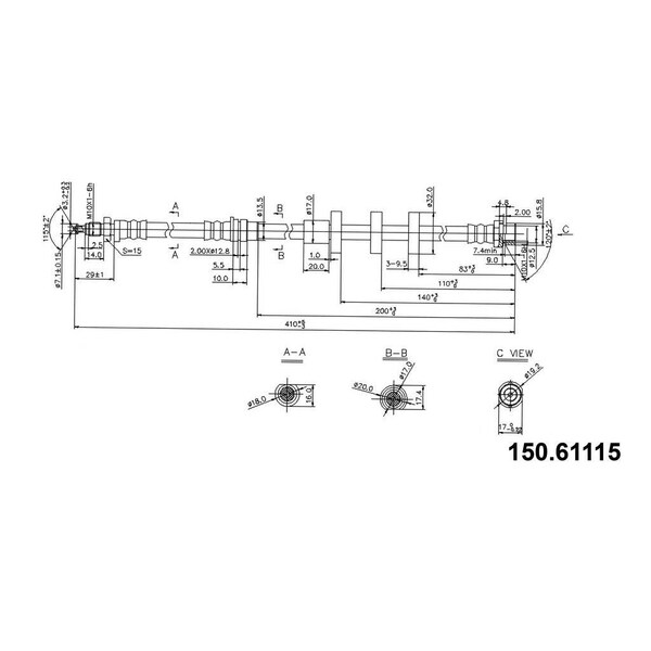 Centric Parts Brake Hose, 150.61115 150.61115 - main